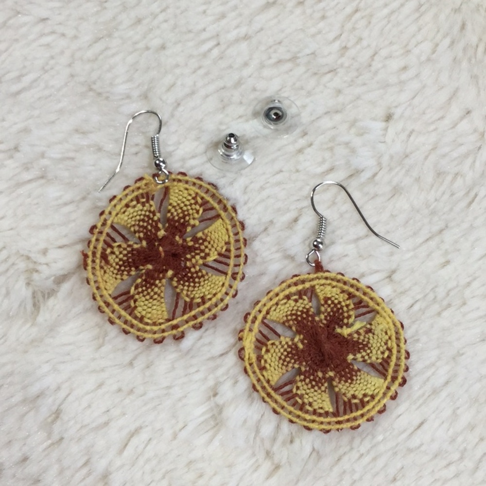 NEW Spiderweb Lace Earrings HANDMADE - Paraguay